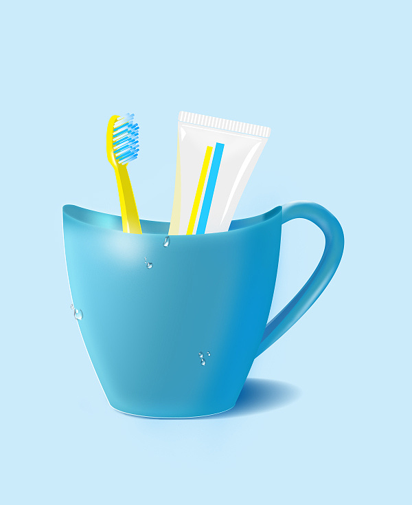 牙杯手绘 三色空蒙中的插画习作